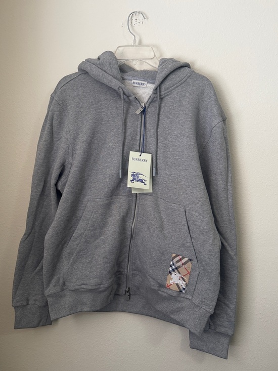 Burberry Other - Burberry Gray Zip-Up Hoodie with Check Patch